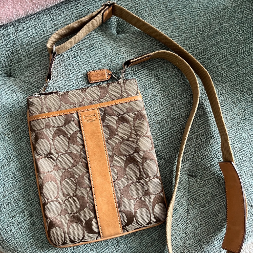 Coach Signature canvas and leather crossbody.